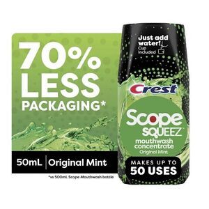NEW Crest Scope Squeez Mouthwash Concentrate Original Mint 1.69 Fl OZ Travel